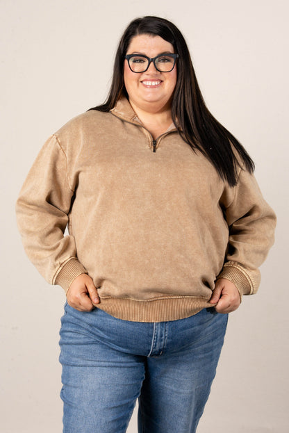Hadley Acid Washed Quarter Zip Pullover