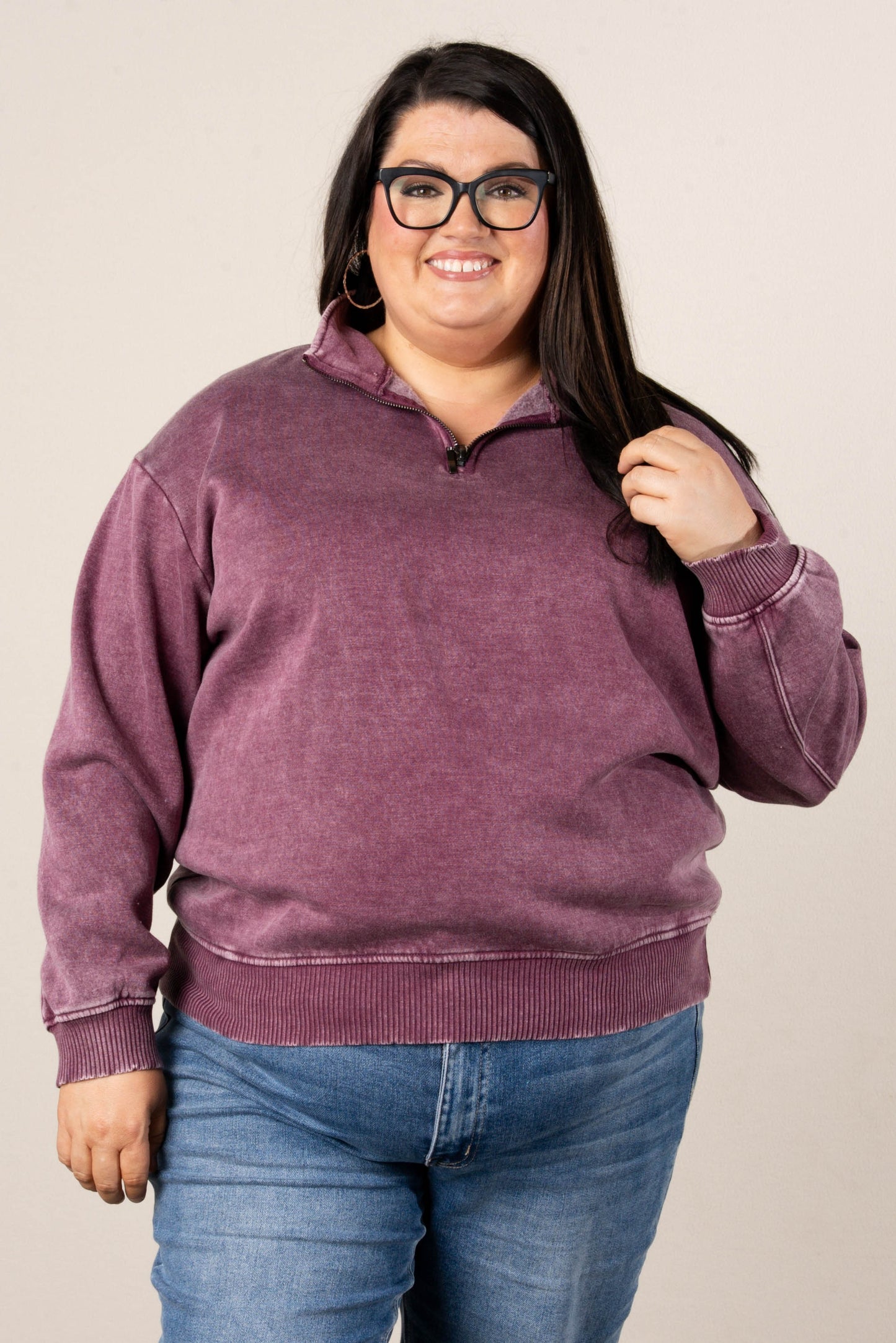 Hadley Acid Washed Quarter Zip Pullover