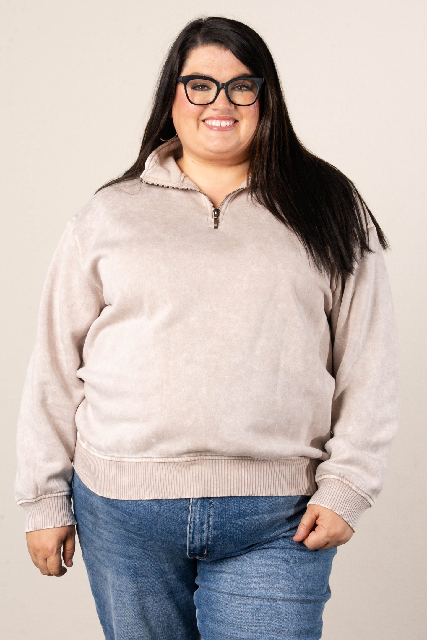 Hadley Acid Washed Quarter Zip Pullover