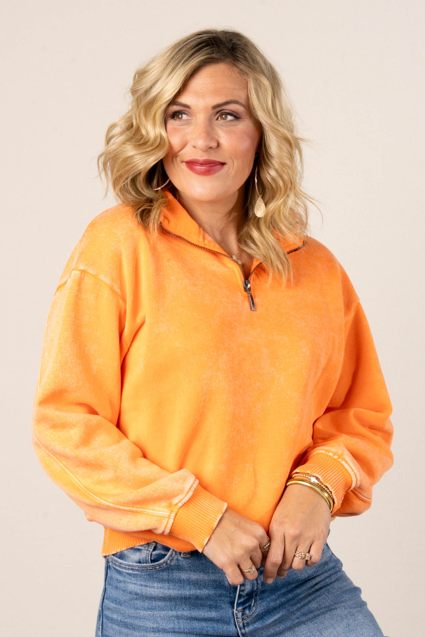 Hadley Acid Washed Quarter Zip Pullover