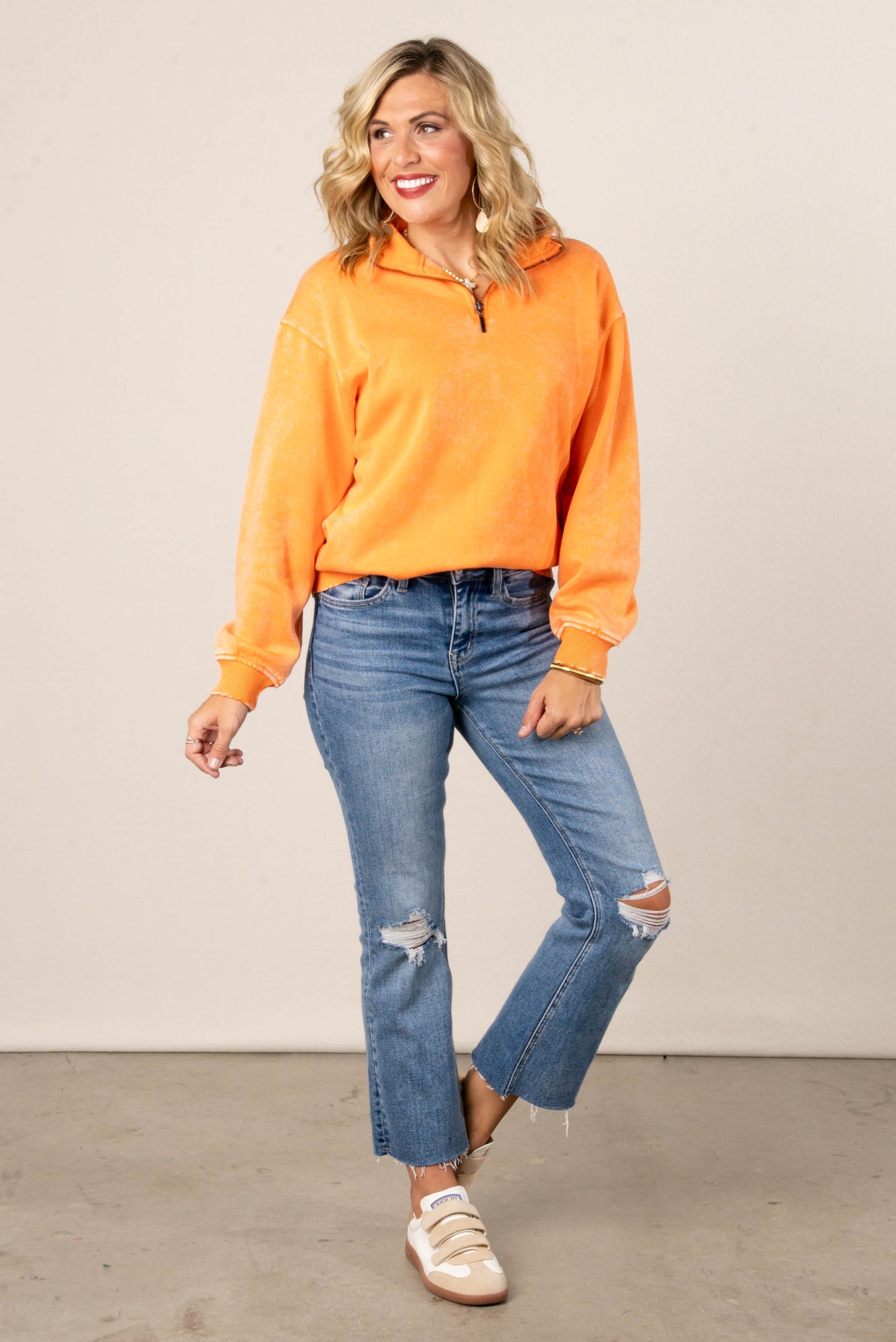 Hadley Acid Washed Quarter Zip Pullover