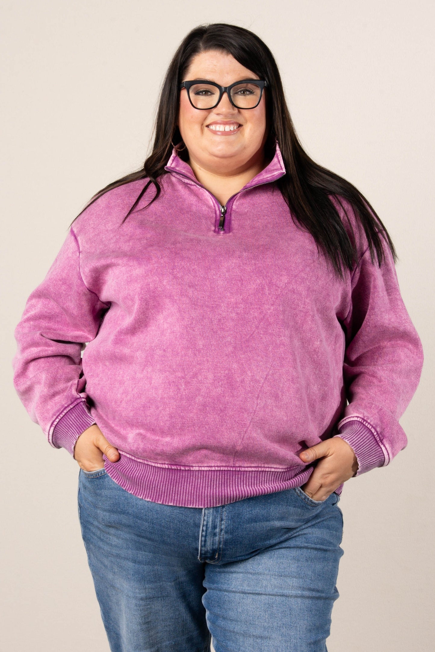 Hadley Acid Washed Quarter Zip Pullover