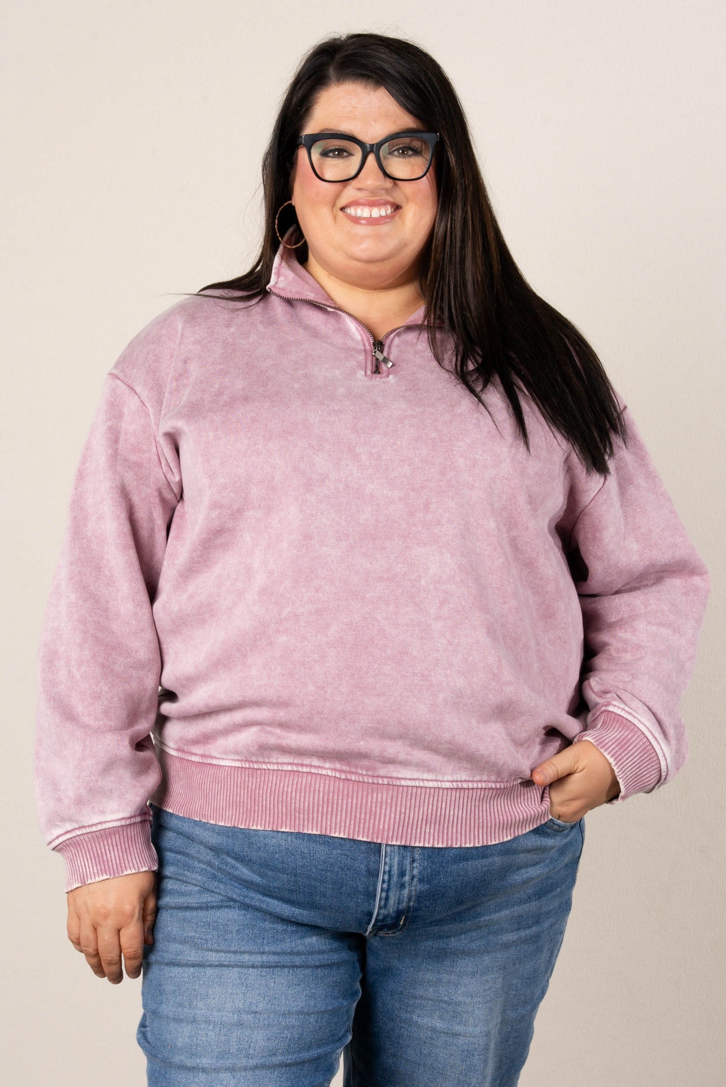 Hadley Acid Washed Quarter Zip Pullover