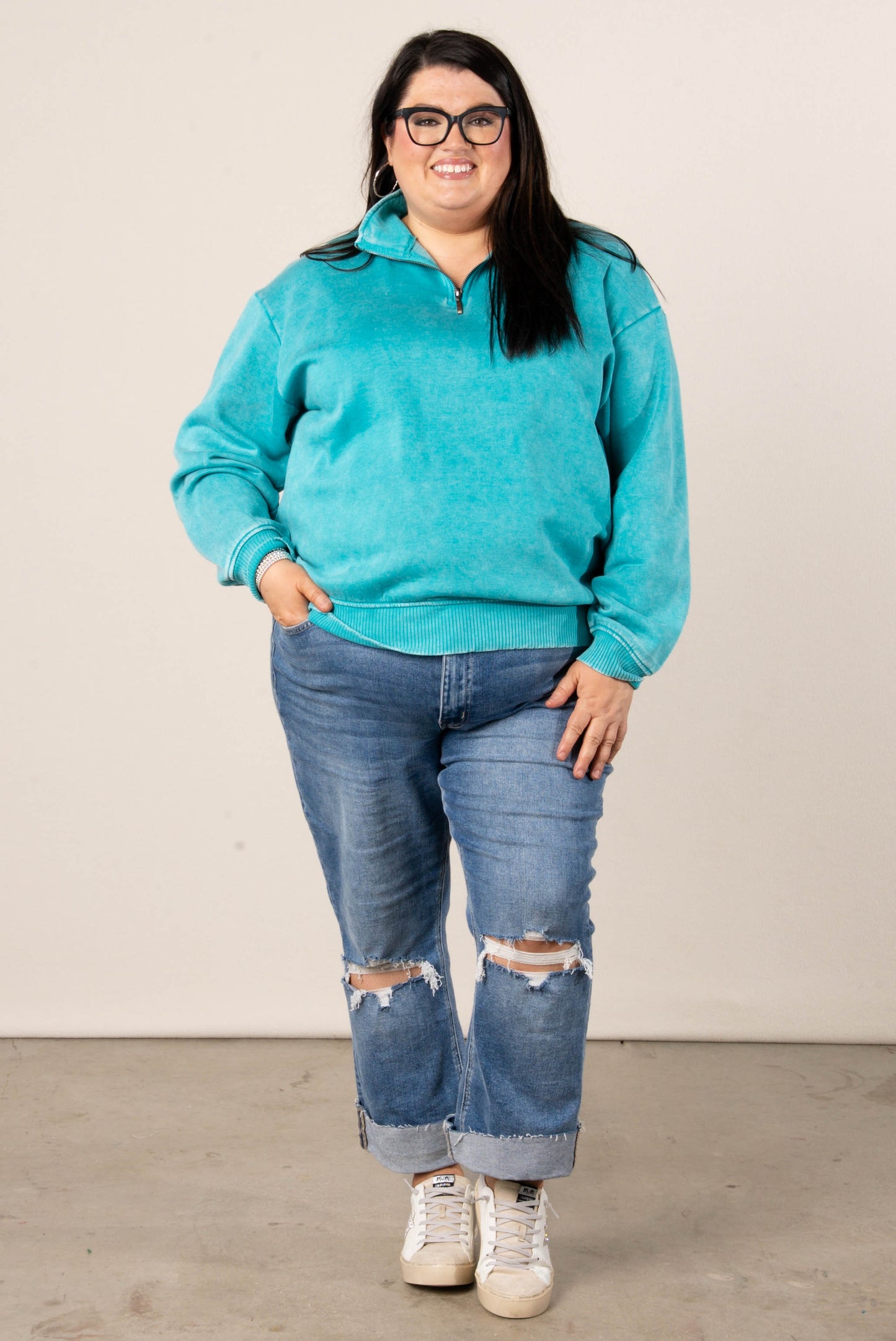 Hadley Acid Washed Quarter Zip Pullover