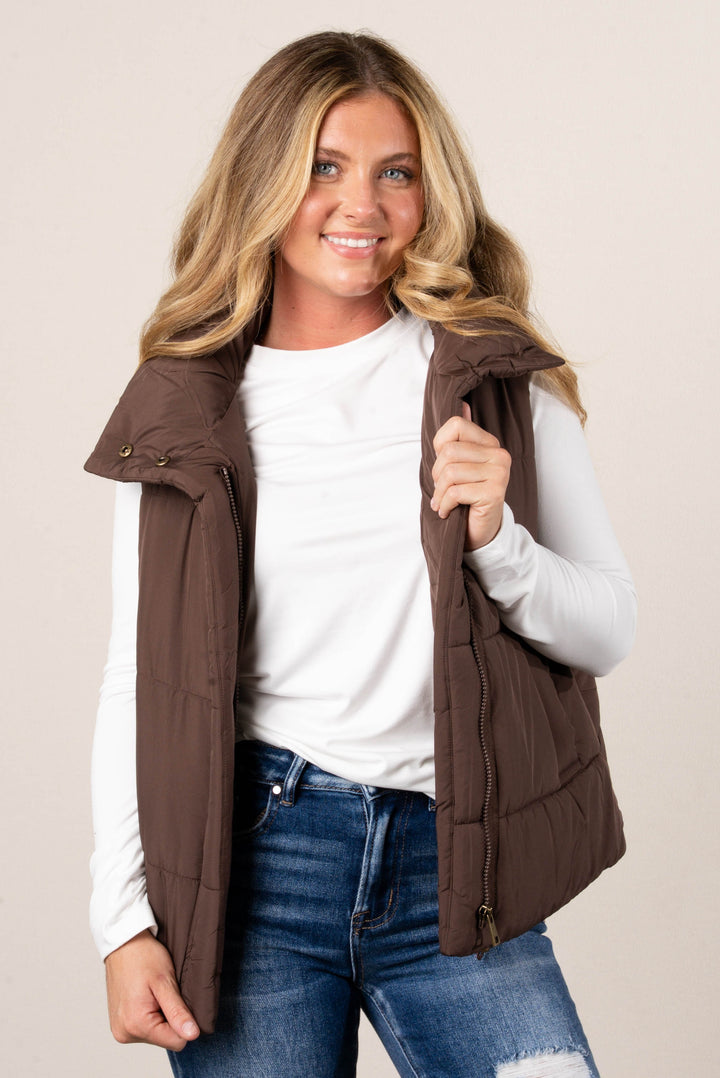 Skylar High Neck Puffer Vest