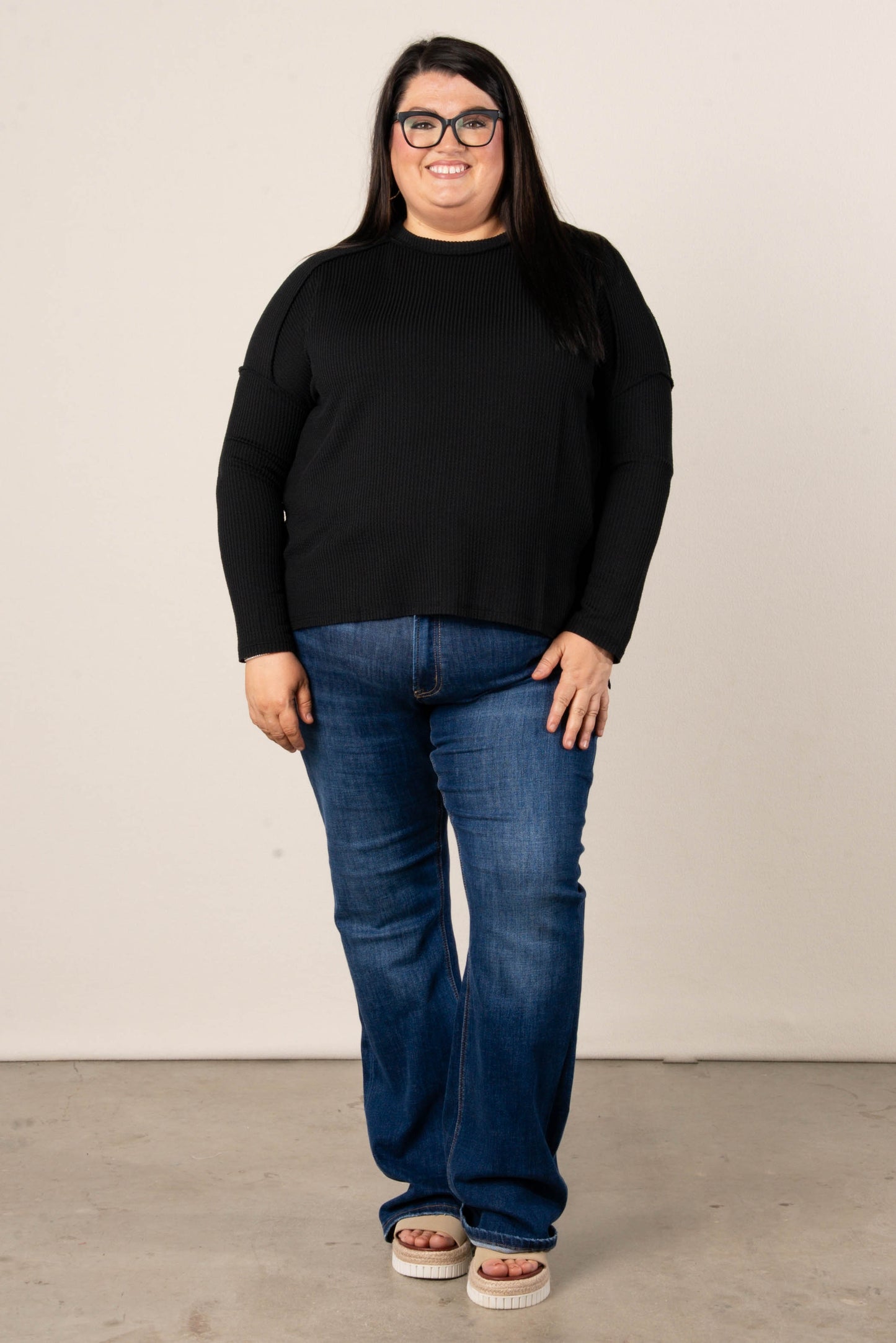 Taylor Ribbed Raw Seamed Dolman Top
