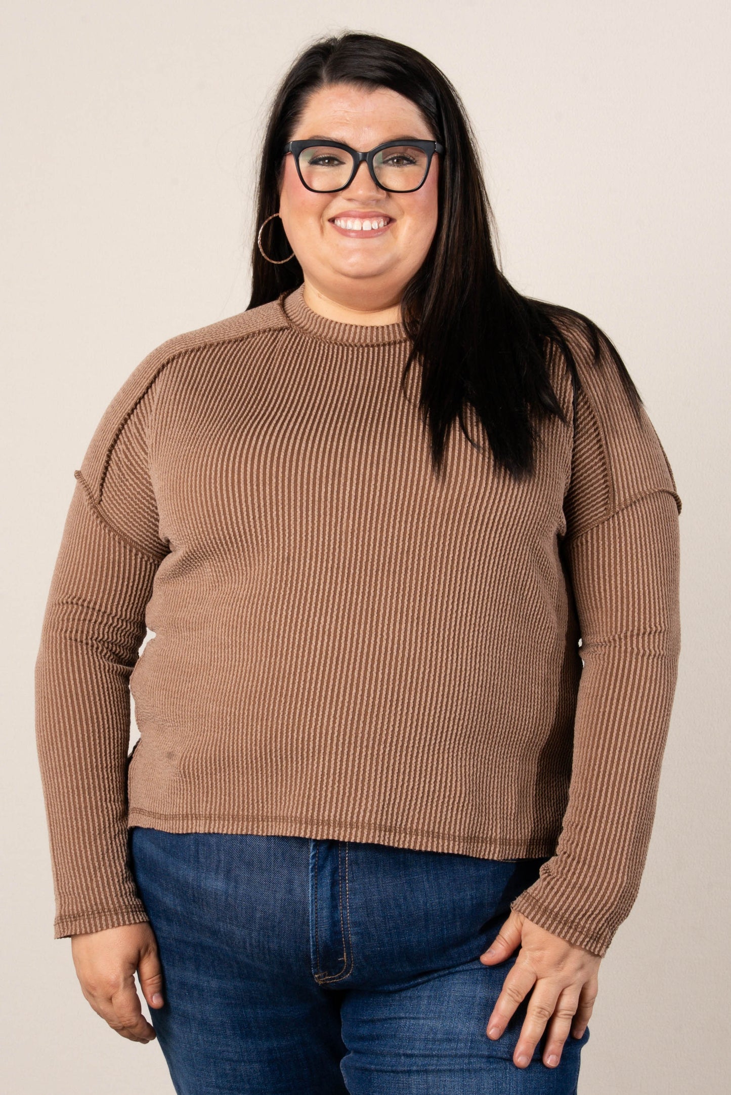 Taylor Ribbed Raw Seamed Dolman Top