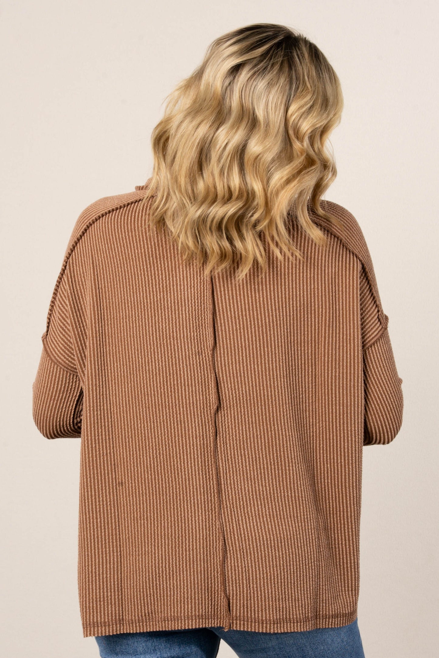 Taylor Ribbed Raw Seamed Dolman Top