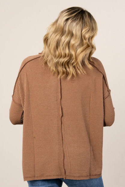 Taylor Ribbed Raw Seamed Dolman Top