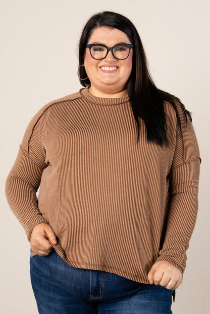 Taylor Ribbed Raw Seamed Dolman Top