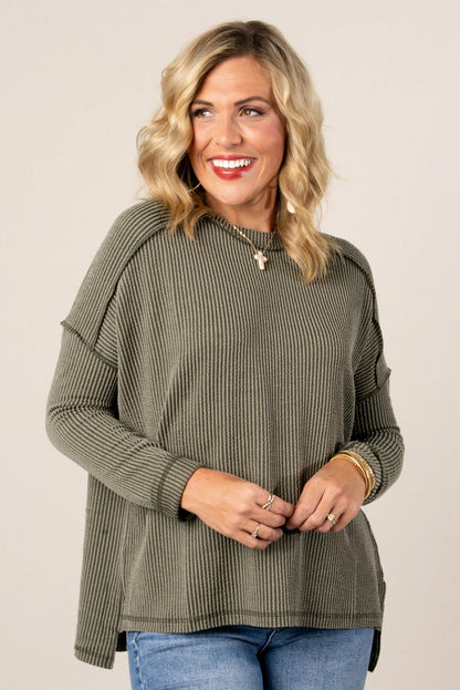 Taylor Ribbed Raw Seamed Dolman Top