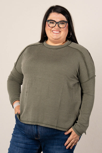 Taylor Ribbed Raw Seamed Dolman Top
