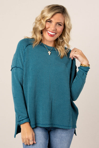 Taylor Ribbed Raw Seamed Dolman Top