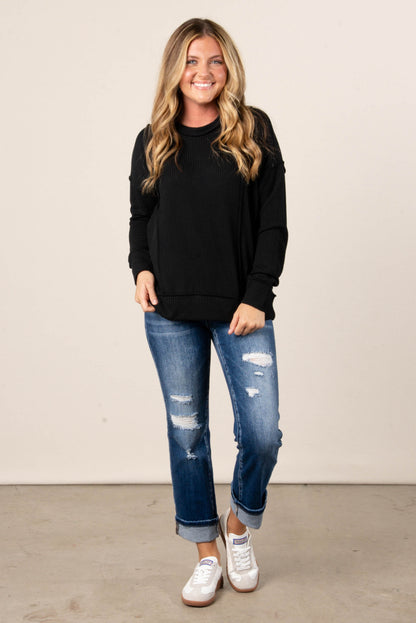 Ember Ribbed Raw Seamed Top