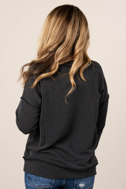 Ember Ribbed Raw Seamed Top