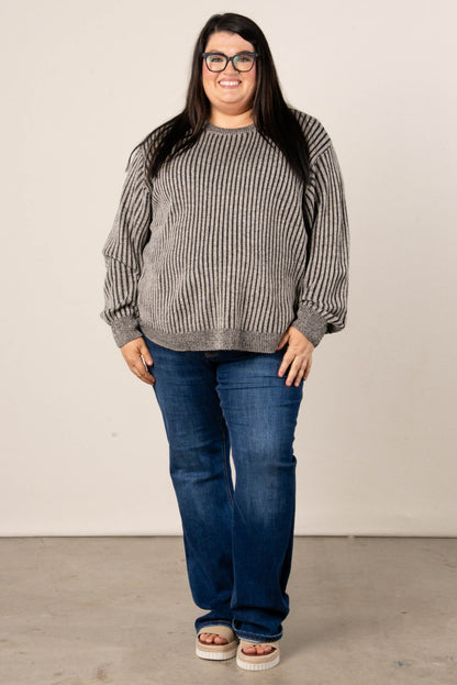 Lainey Two-Tone Rib Knit Sweater