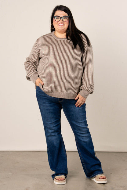 Lainey Two-Tone Rib Knit Sweater