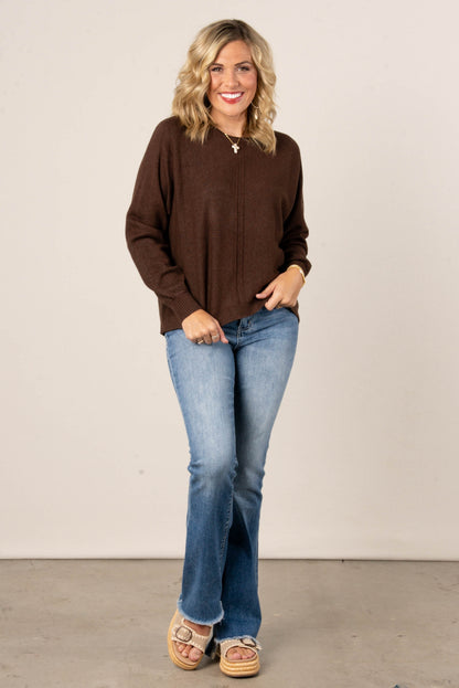 Naomi Front Seamed Hi-Lo Sweater