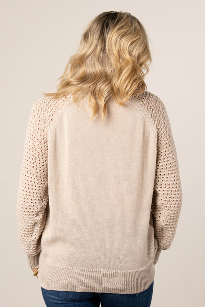 Natalie Raglan Open Knit Sleeve Sweater
