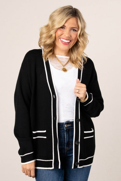 Parker Striped Trim Sweater Cardigan