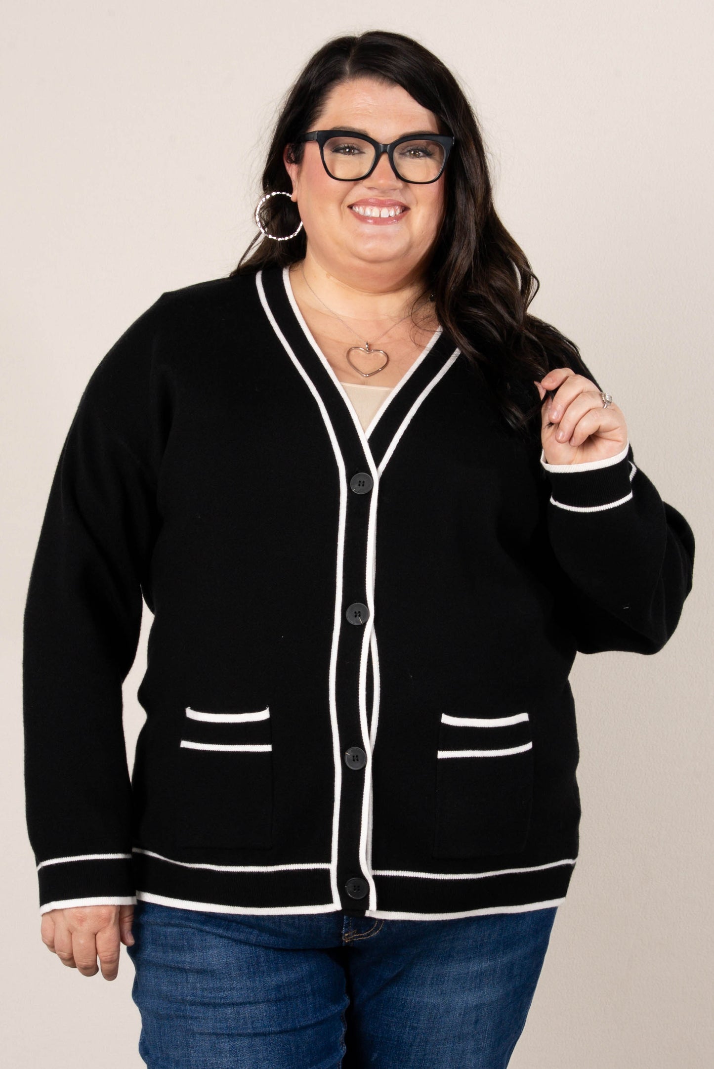 Parker Striped Trim Sweater Cardigan