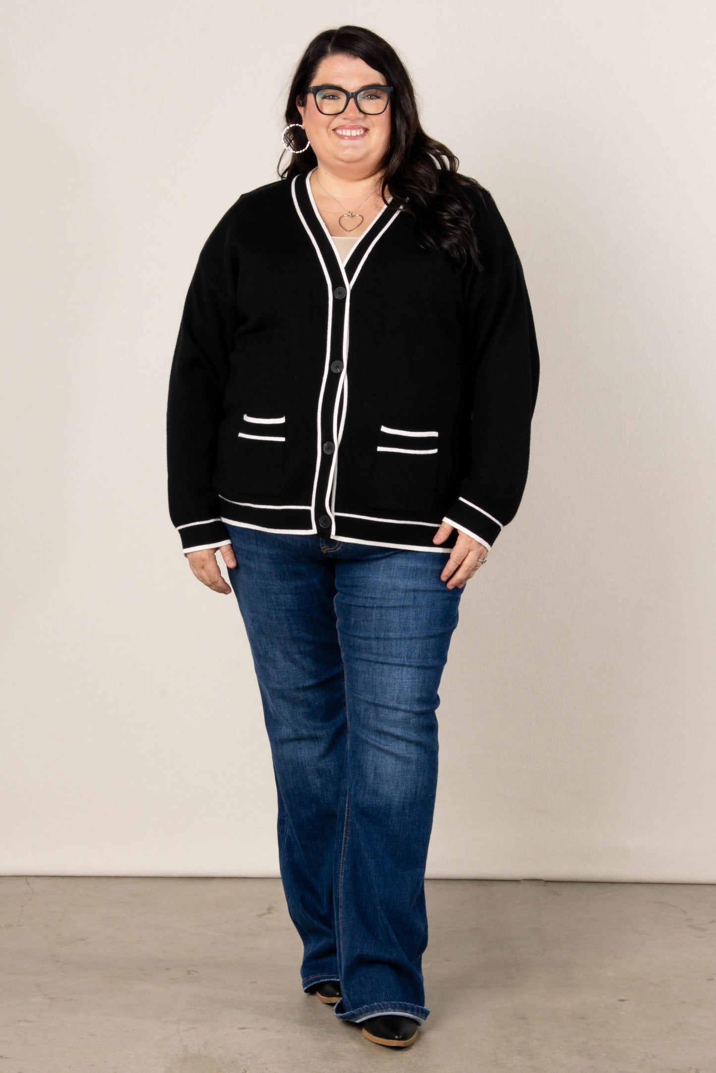 Parker Striped Trim Sweater Cardigan