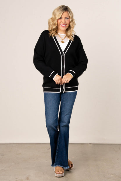 Parker Striped Trim Sweater Cardigan