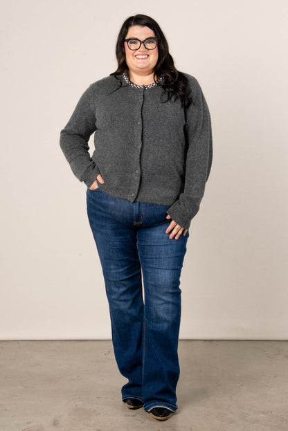 Scarlett Jeweled Neck Sweater Cardigan