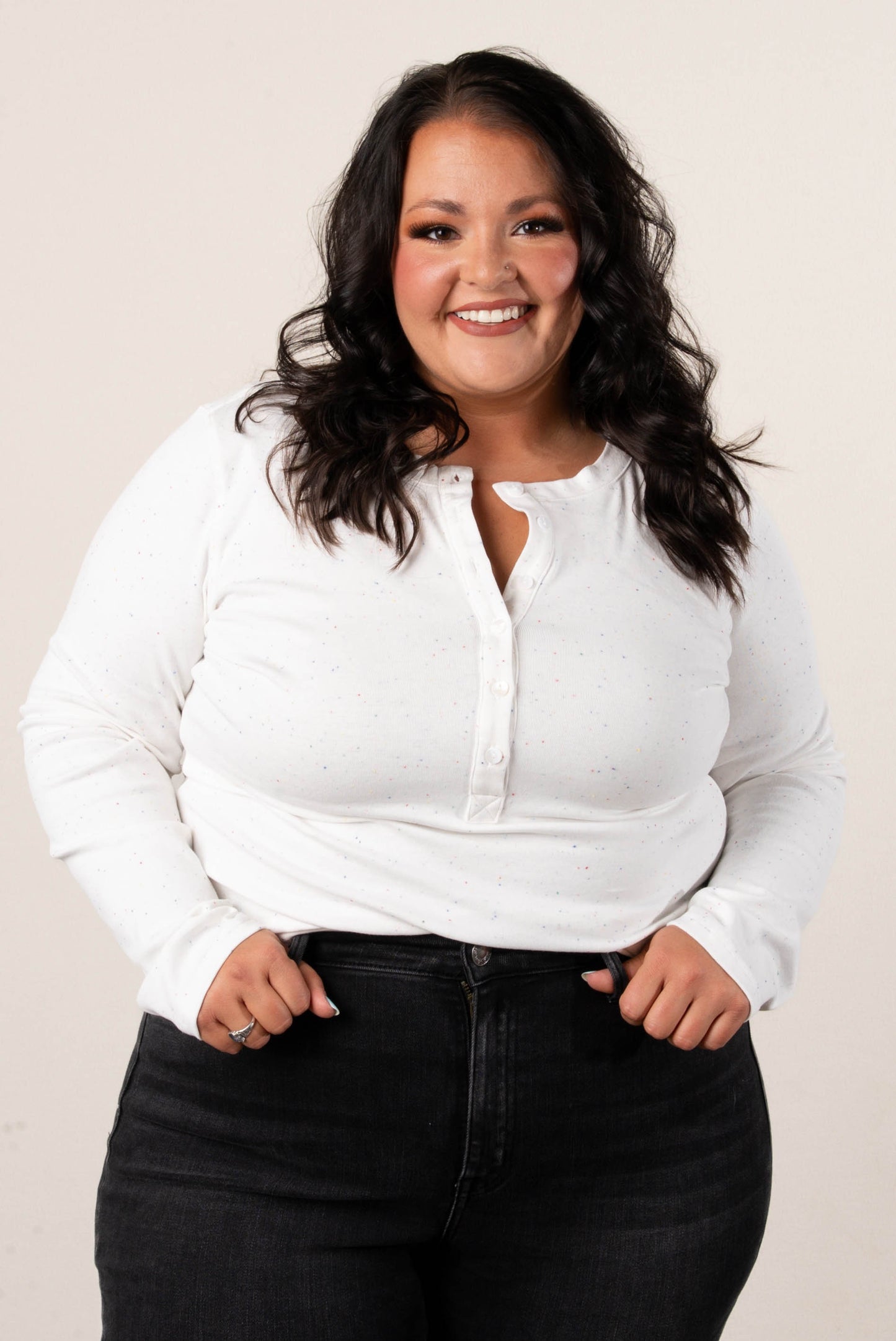 Willow Speckled Knit Henley Top