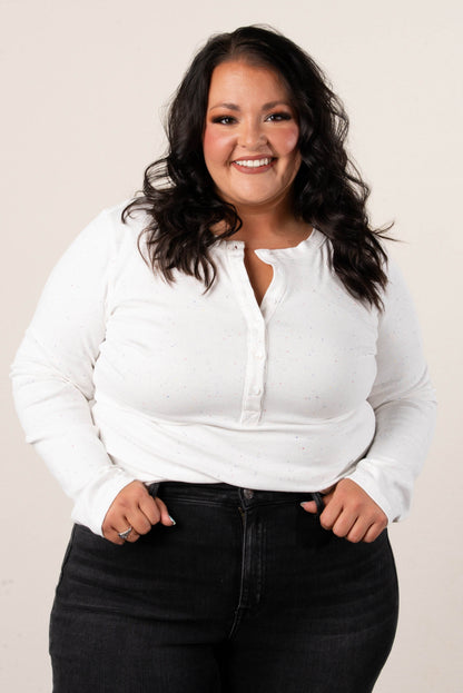 Willow Speckled Knit Henley Top