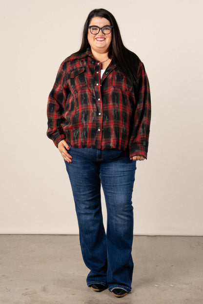 Aubrey Washed Plaid Snap Up Shirt