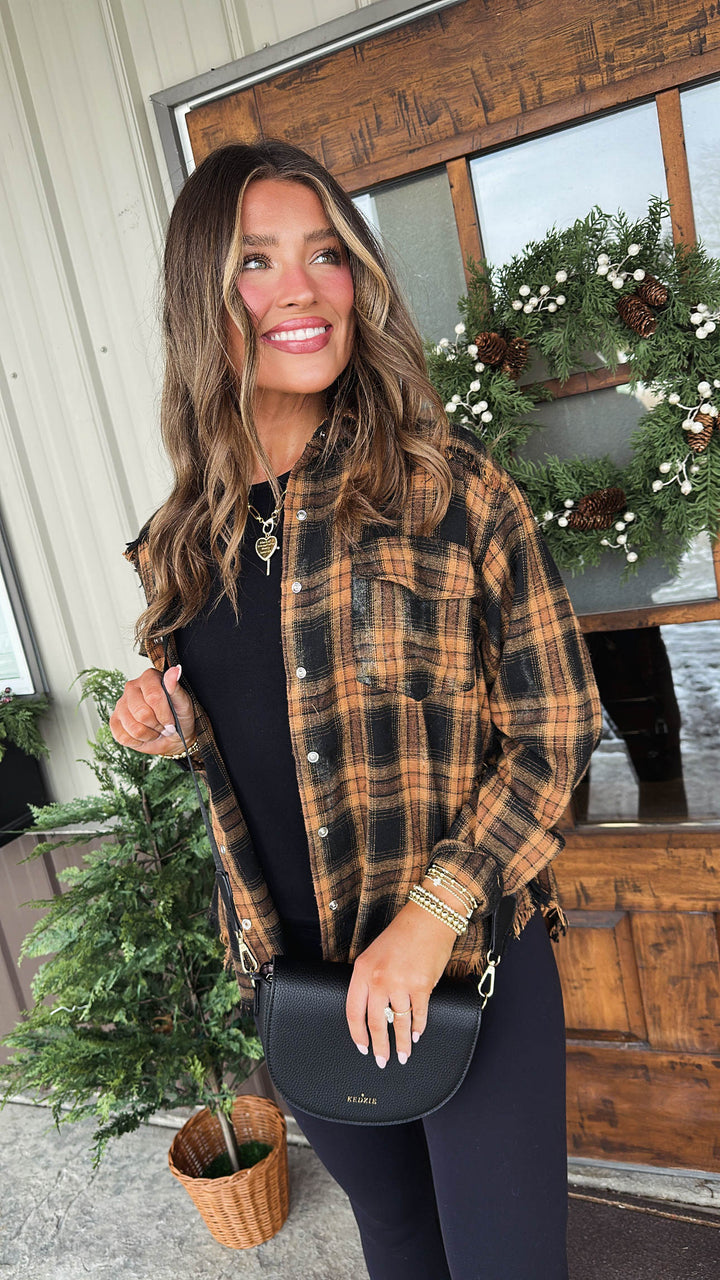 Aubrey Washed Plaid Snap Up Shirt