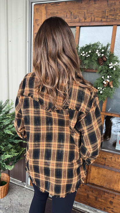 Aubrey Washed Plaid Snap Up Shirt