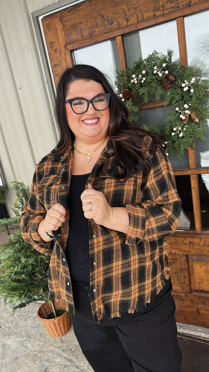 Aubrey Washed Plaid Snap Up Shirt