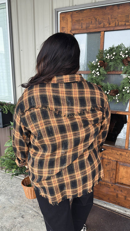 Aubrey Washed Plaid Snap Up Shirt