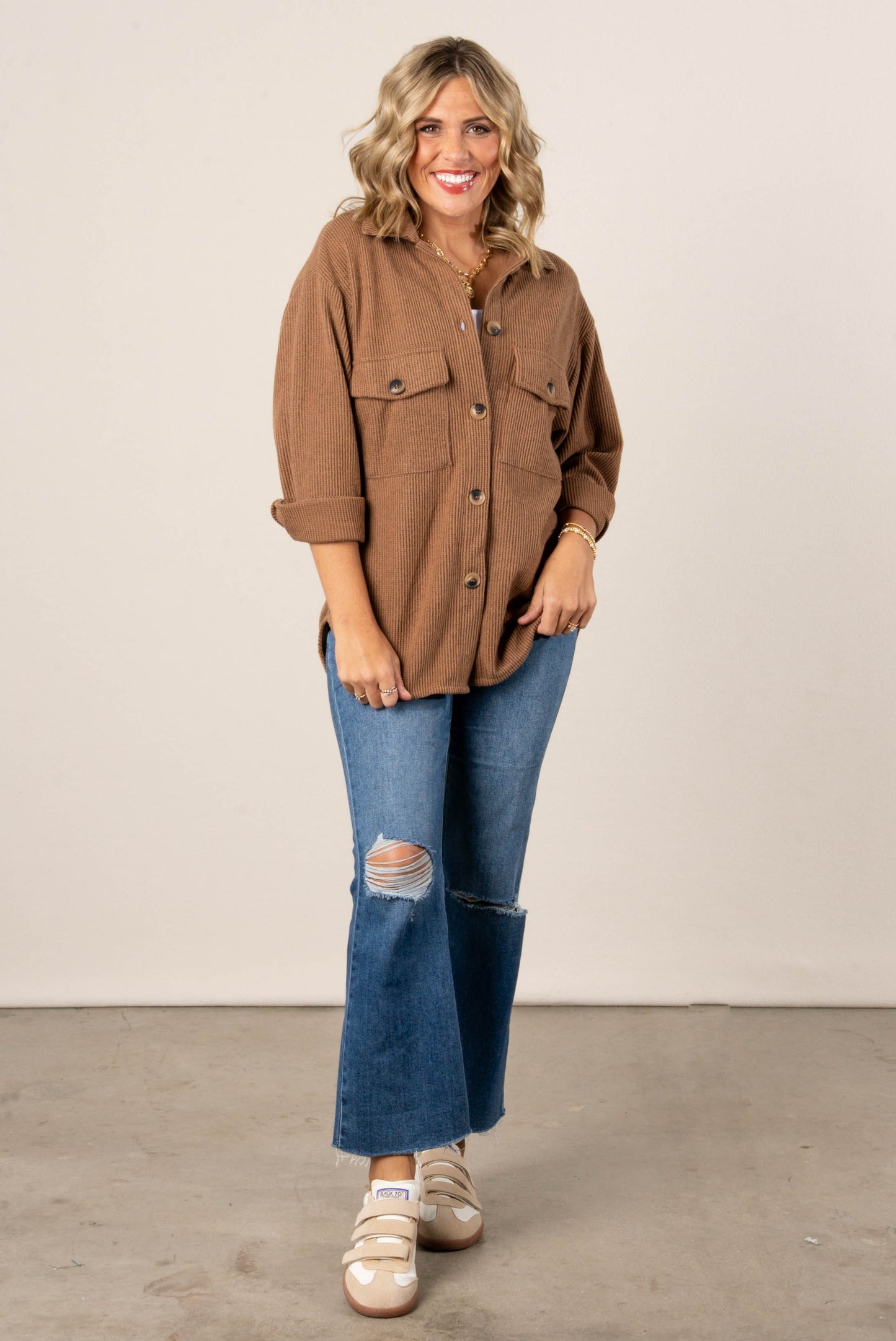 Frannie Brushed Waffle Knit Shacket