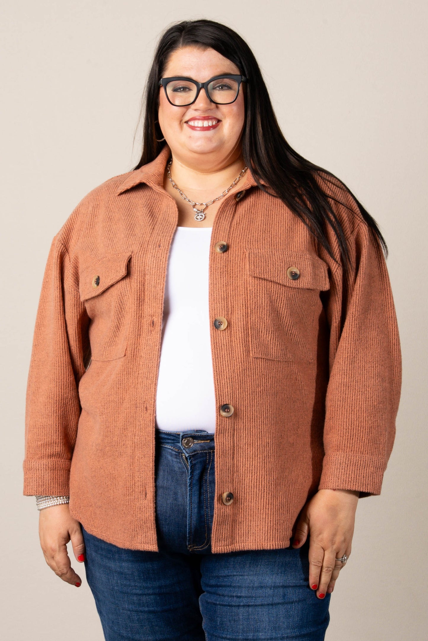 Frannie Brushed Waffle Knit Shacket