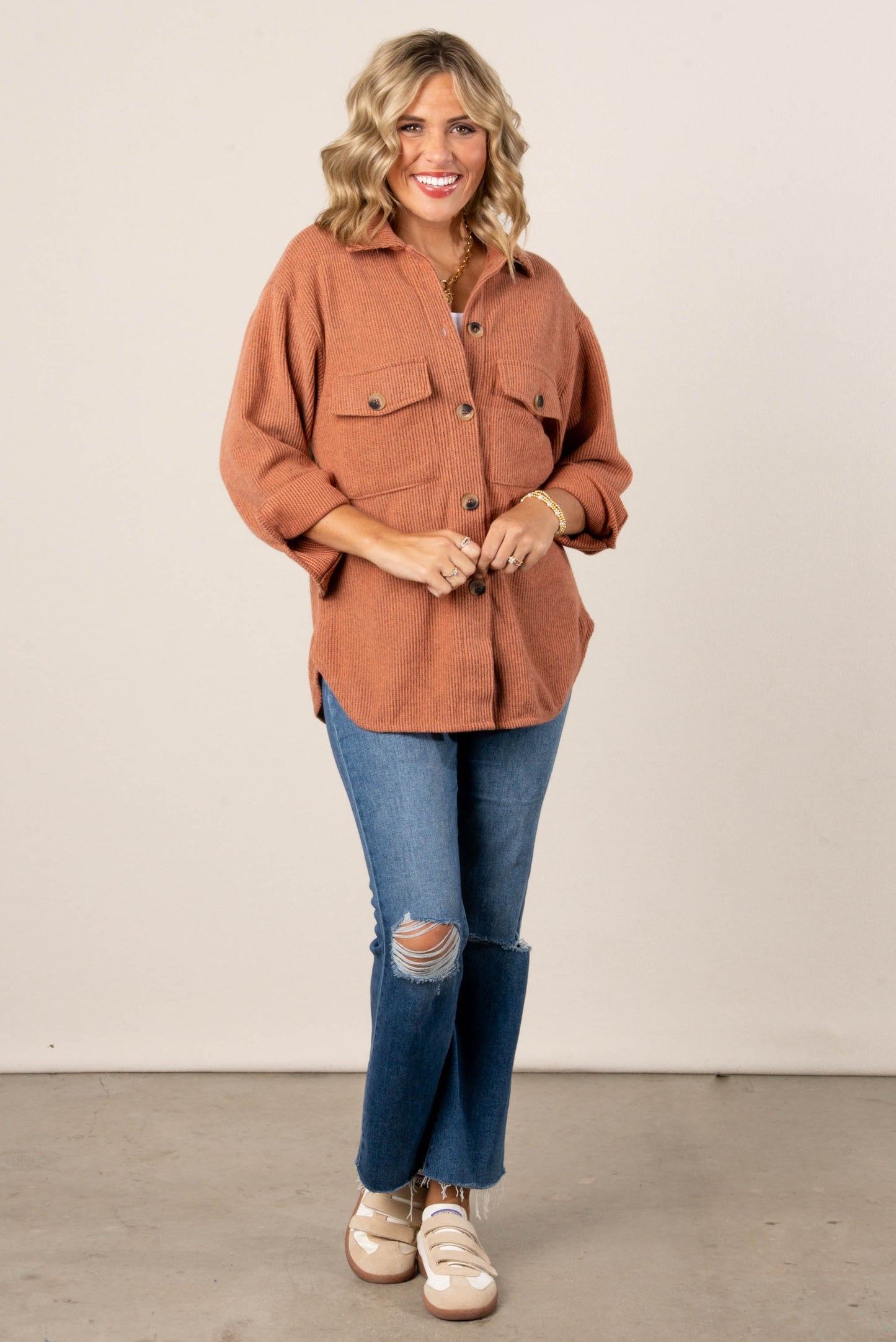 Frannie Brushed Waffle Knit Shacket