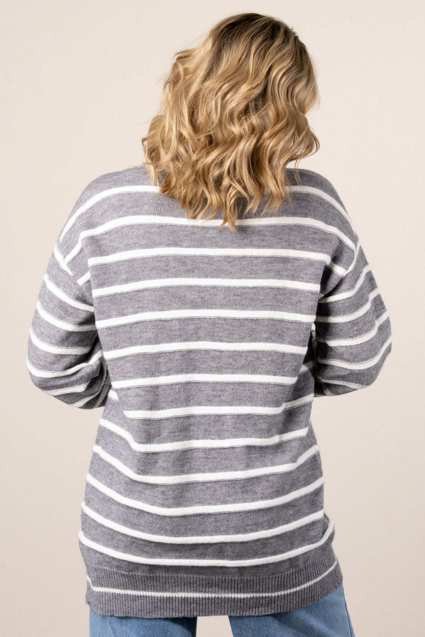 Sandy Striped Button Up Sweater Cardigan