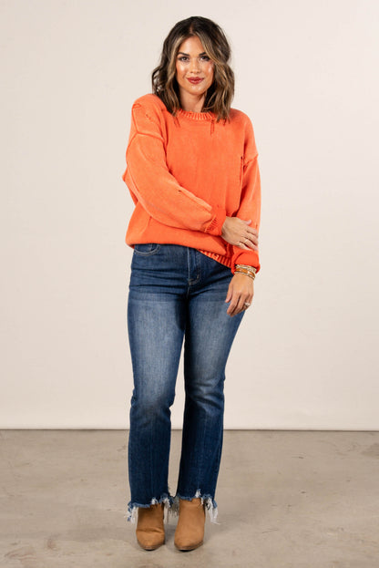 Eliana Mineral Washed Distressed Sweater
