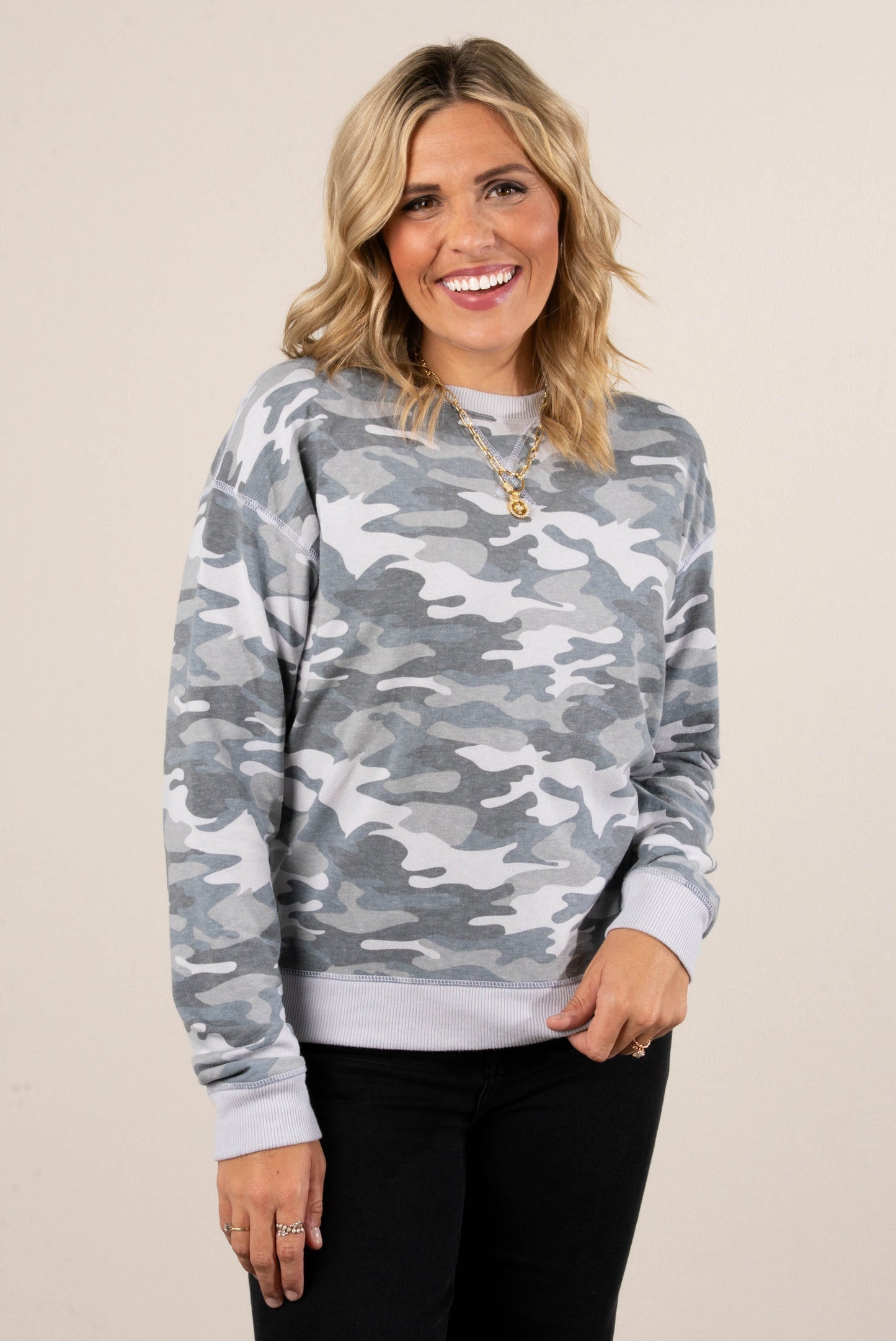 Avery Camo Top Stitch Top