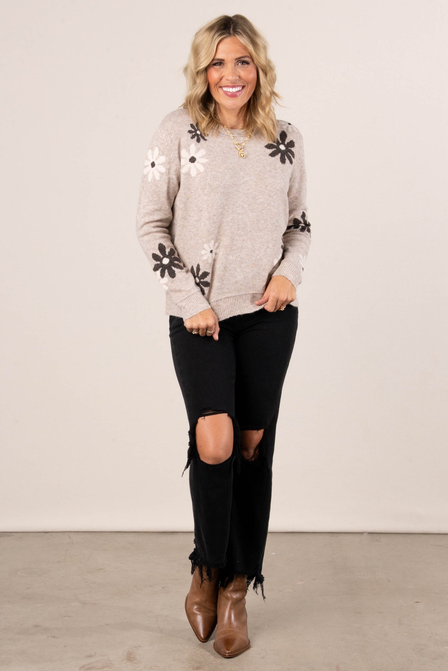 Mia Flower Knit Sweater
