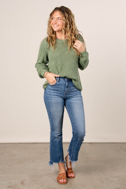 Carrie Marled Knit Raglan Sweater