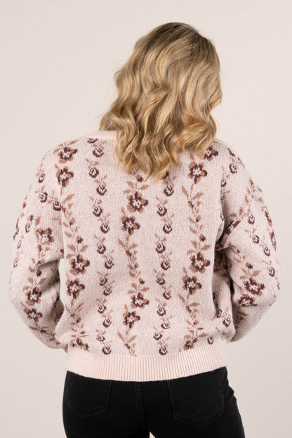 McKenzie Floral Knit Drop Shoulder Sweater