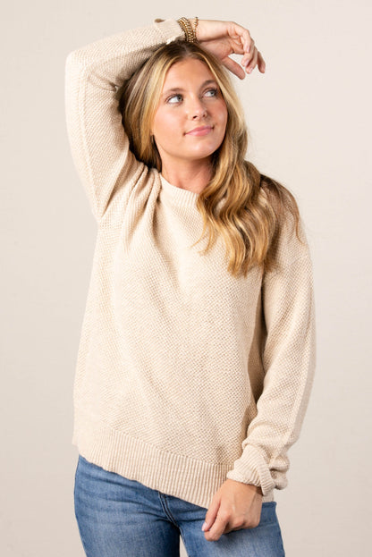 Alexa Textured Knit Drop Shoulder Sweater