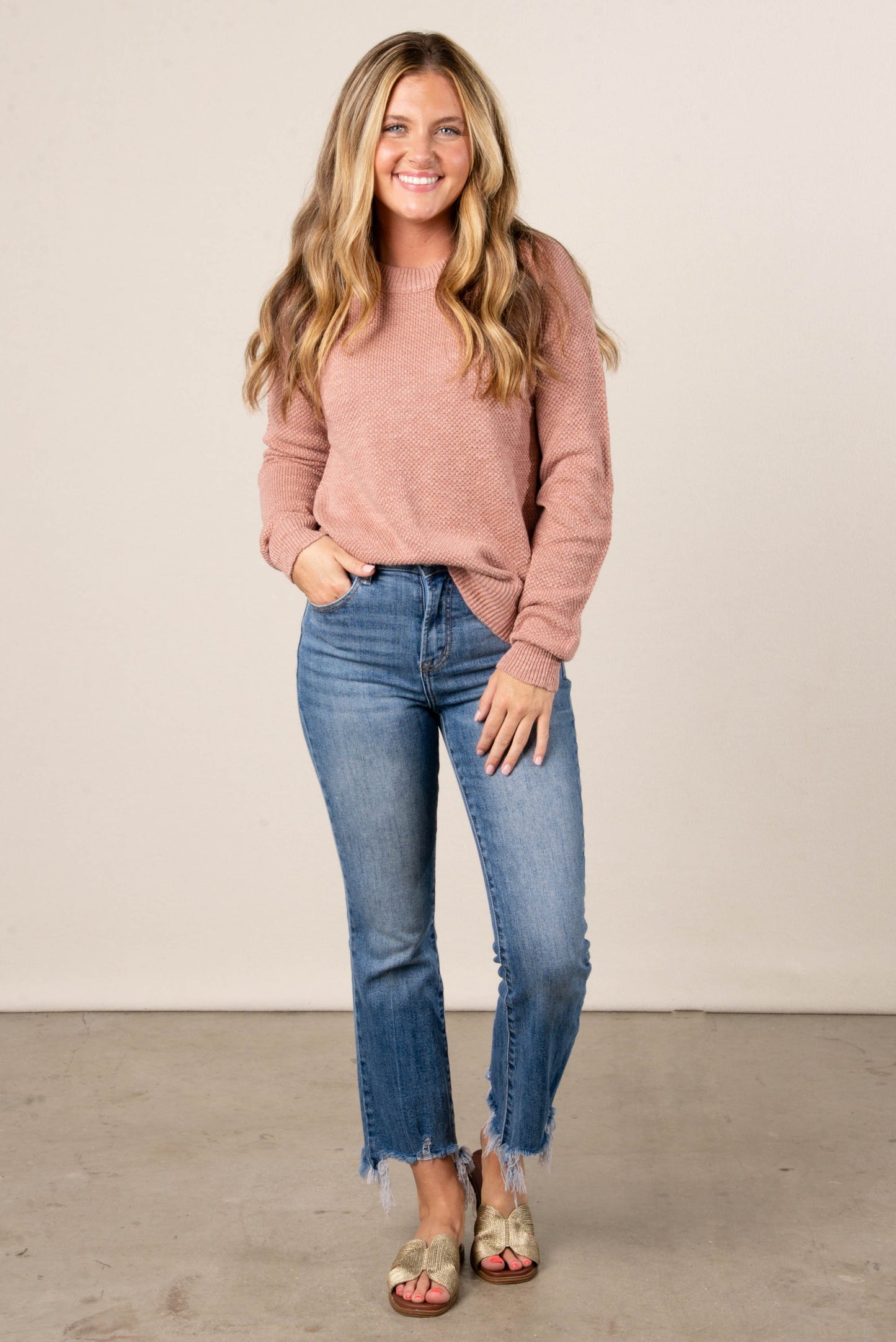 Alexa Textured Knit Drop Shoulder Sweater