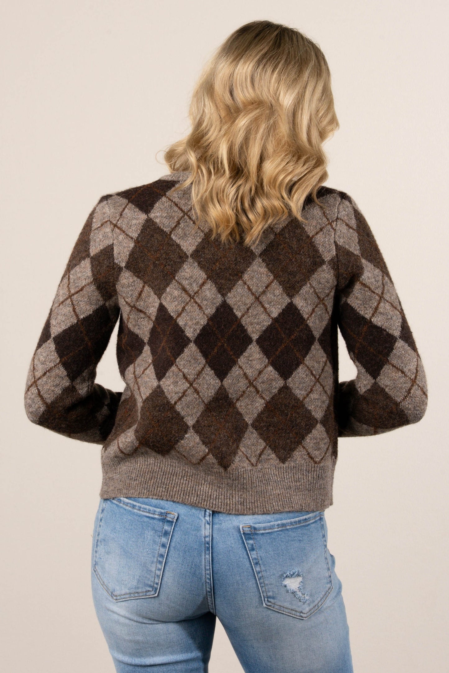 Morgan Argyle Sweater Cardigan
