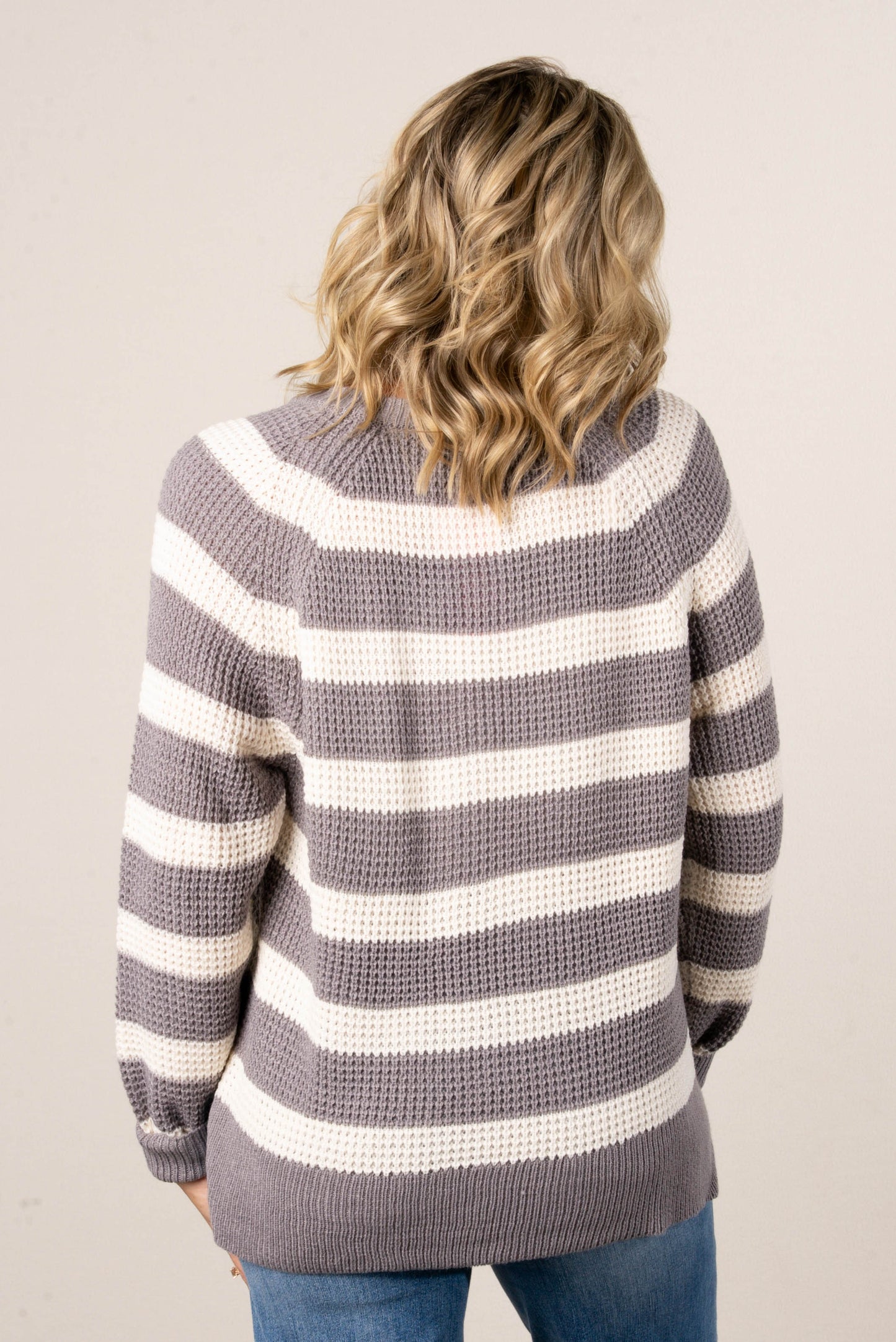 Juniper Waffle Knit Stripe Henley Sweater
