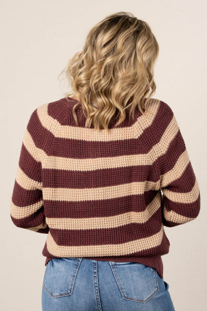 Juniper Waffle Knit Stripe Henley Sweater
