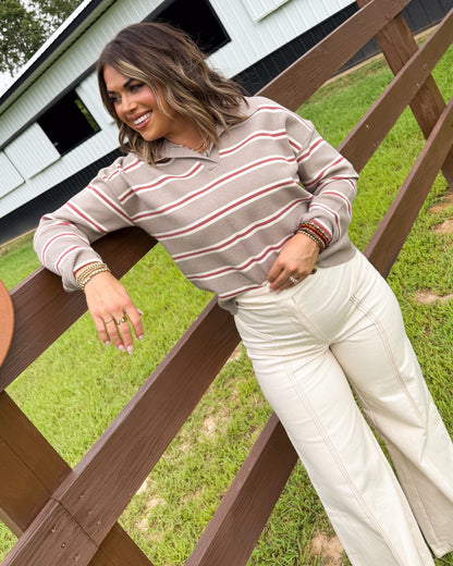 Corrine Striped Polo Sweater